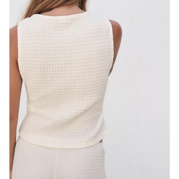 Women's Cream 2pcs Knit Pants with matching vest small vest medium pants - Picture 4 of 9